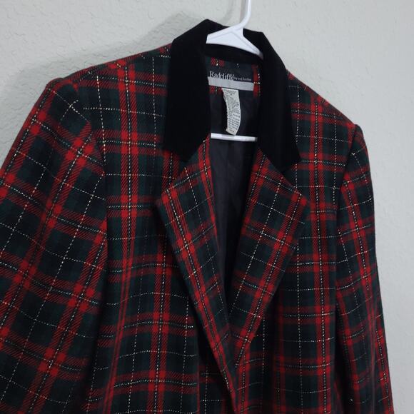 Radcliffe Blazer Womens 14 Vintage 90s Tartan Plaid Metallic Festive Par… - Picture 9 of 12